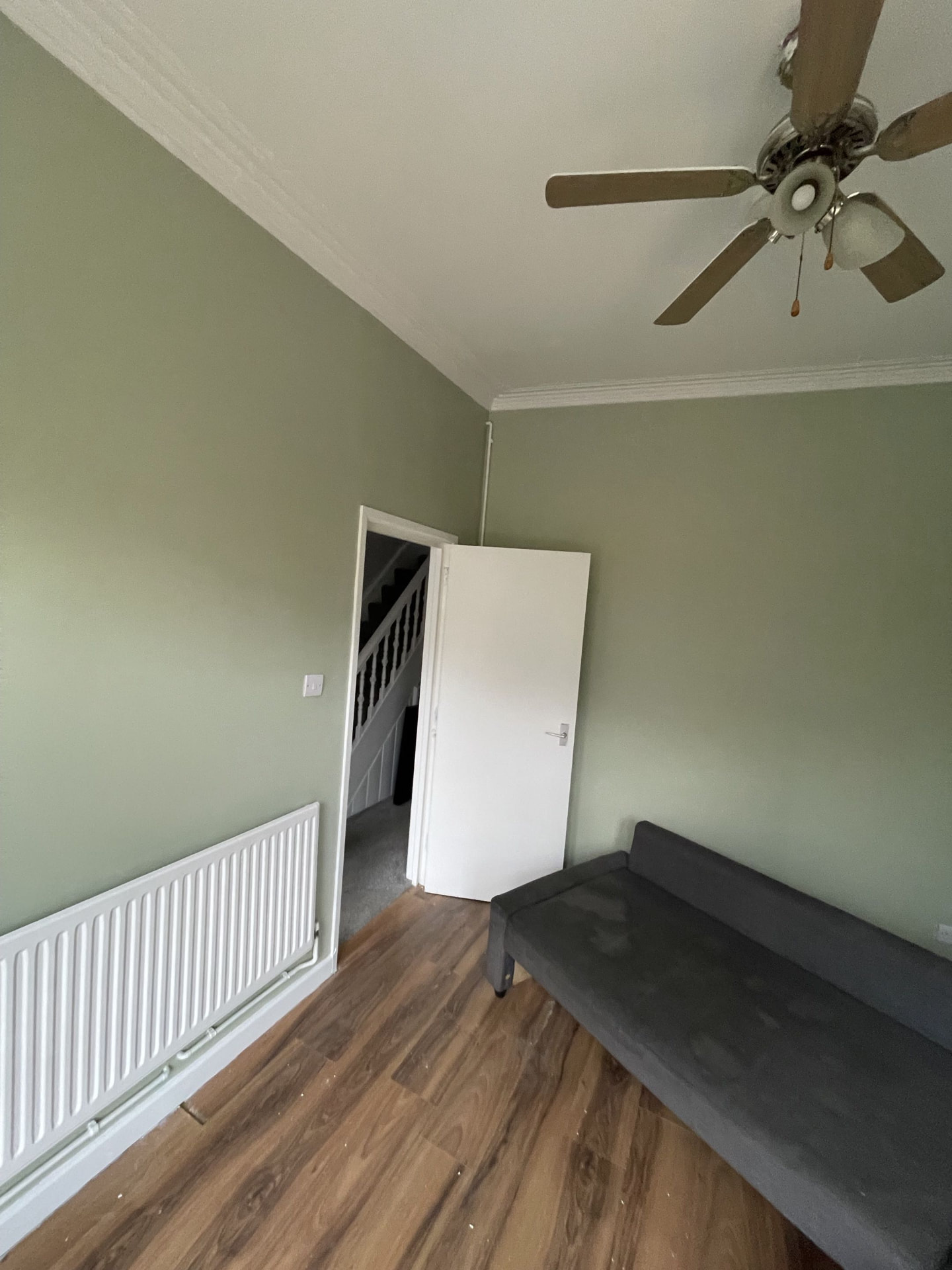 Same job: walls and ceiling repainted throughout after plastering
